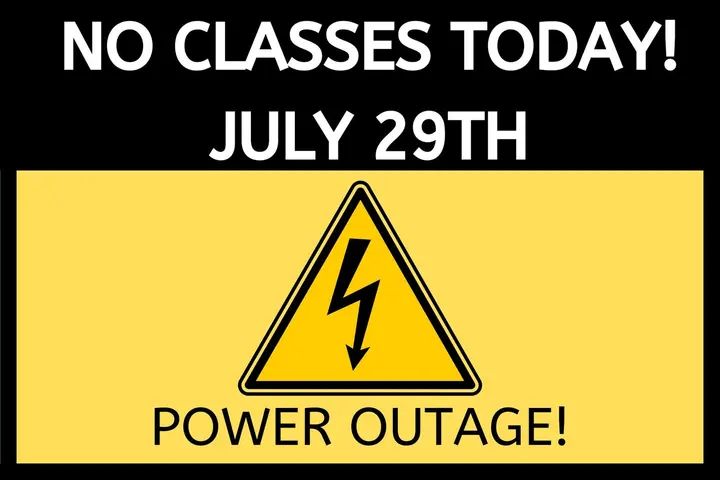 🚨Power Outage at the studio ❌ No classes today Monday, July 29th. They hope to turn it on tonight. Check the app for updates for tomorrow. Thank you Fam, so sorry about t