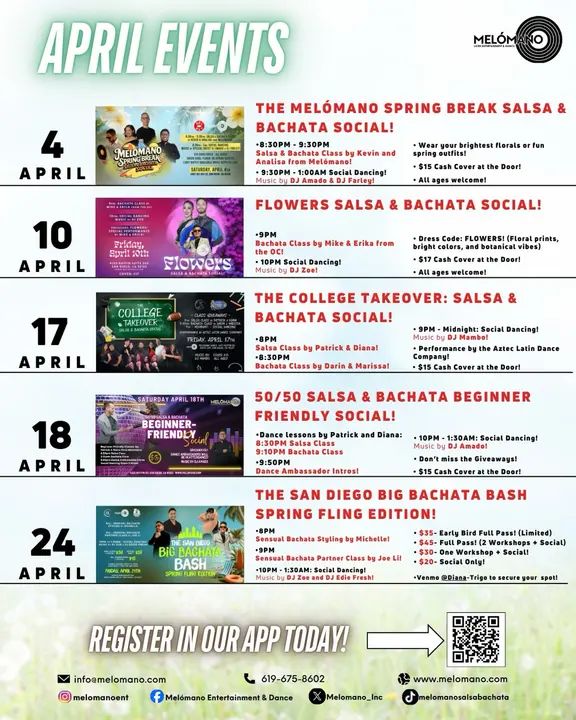 Step into spring with Melómano this April!🌷💃🕺 A whole month full of energy, connection, and nonstop dancing is waiting for you!🎶 🌸 April 4th - The Melómano Spring Break
