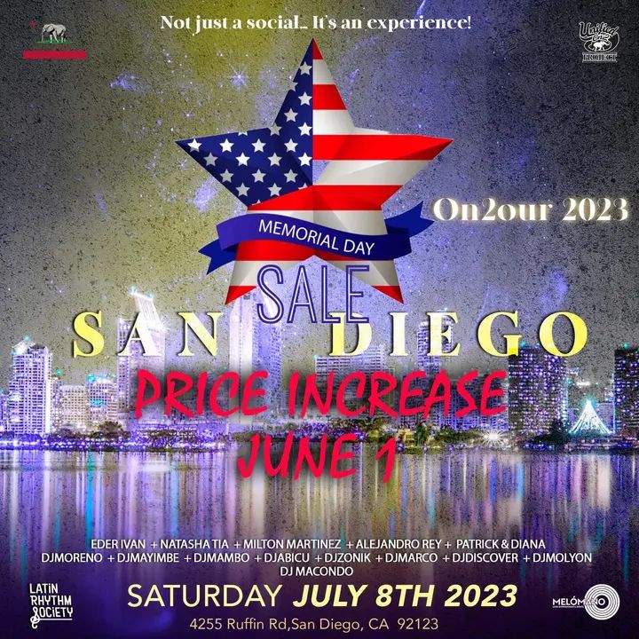 🚨PRICE INCREASE JUNE 1st🚨 SAT, JULY 8: THE UNIFIED SAN DIEGO SOCIAL⚠️ SoCal’s best talent under one roof: two hours of workshops and social dancing til late with LA, OC and