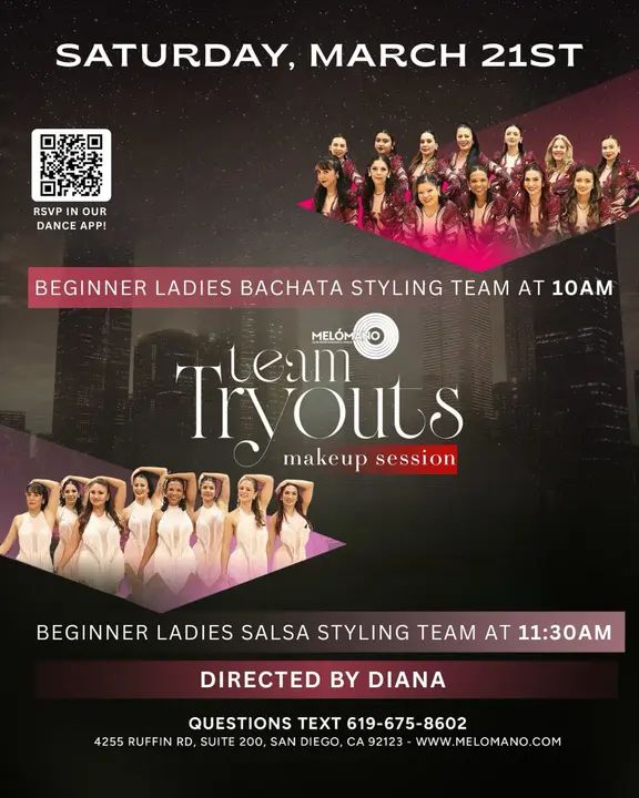 ✨ MAKEUP AUDITIONS for the Melómano Beginner Bachata & Salsa Ladies Styling Teams! 🥳 Join the Melómano Sisterhood of Dance💓a space full of positivity, creativity, and good
