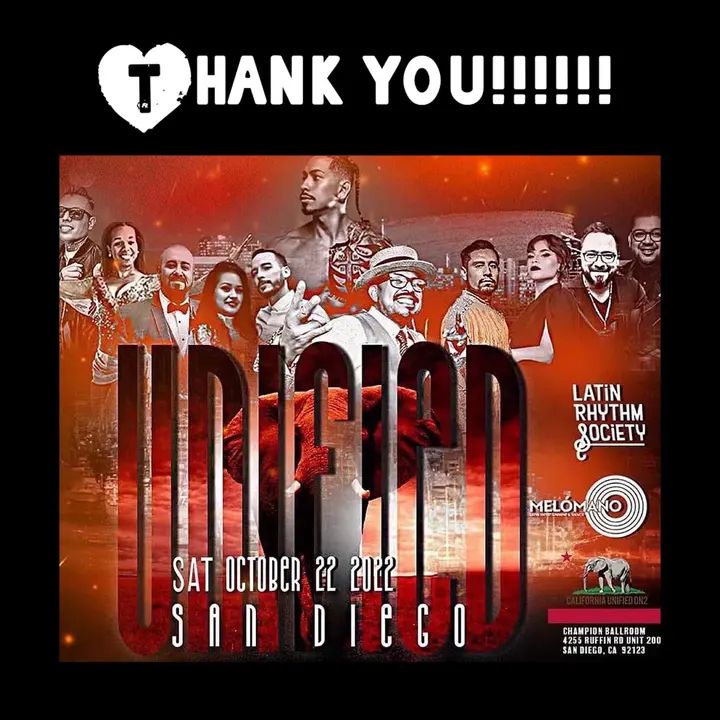 Thank you! Thank you! Thank you!🙏🏼🙏🏼 The San Diego Unified Social was a big hit thanks to all of you! 🤩 Big shout out to our Instructors & Dj's! Alejandro Rey! Eder Avil