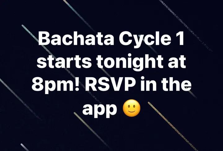 🚨TONIGHT-NEW BACHATA Level 1 CYCLE! 🚨join us tonight and every Wednesday at 8pm! START NOW 💥 and reach your dance goals faster! Only $85 a month! AND INCLUDES FREE access