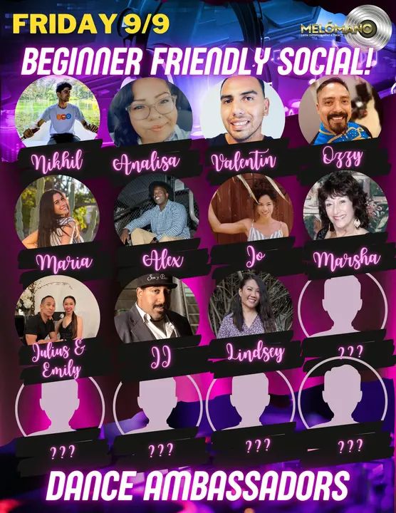 The amazing dance ambassadors keep coming!!!! 🥰 Welcome Marsha, Julius & Emily, JJ and Lindsey!!! 🤗 They will be in attendance at the Melómano Beginner Friendly Social on