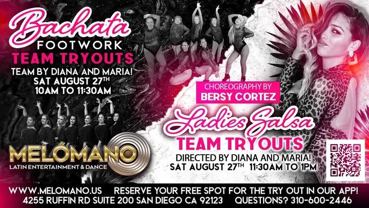 It’s a NEW SEASON 🔥🔥 Bachata Footwork Team (everyone is welcome, all genders!) + a NEW LADIES salsa team!!! Come check it out! RSVP in the app🔥 #MelomanoEnt