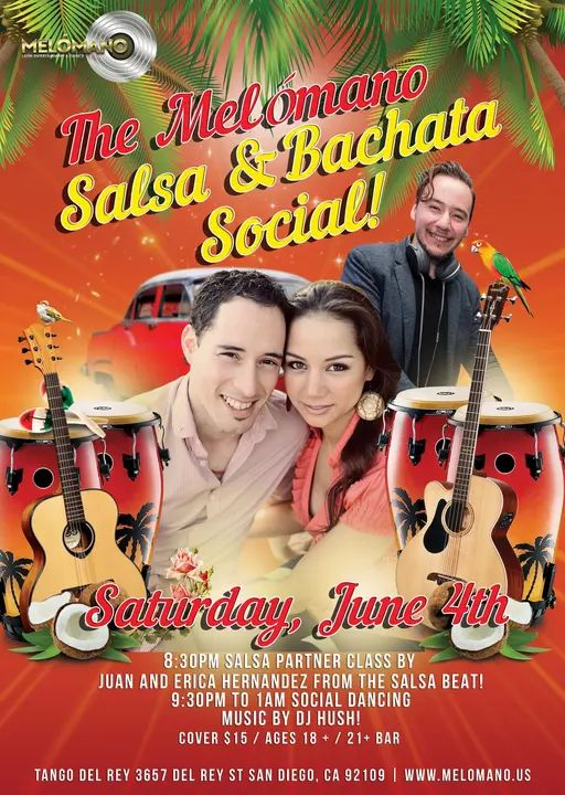 Get your dance on tonight🔥 💃🏽🕺🏼 Salsa class starts at 8:30pm! Then social dancing to salsa & bachata!! 🥳 #MelomanoEnt #TheSalsaBeat #DJHush