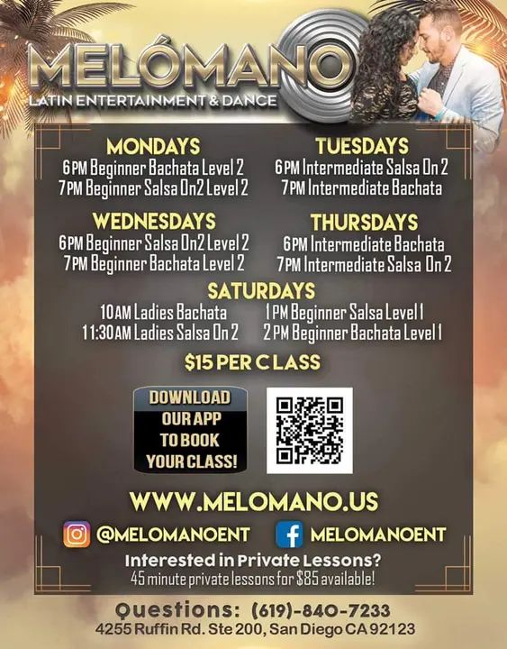 Salsa & Bachata Dance classes with Melómano 🤩 Book your dance classes, private dance lessons, dance cycle team membership, and events all at your fingertips with the Melóman