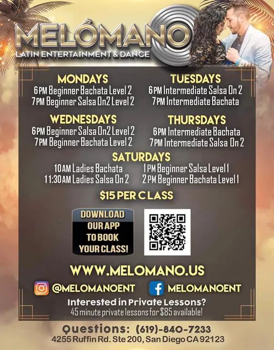 Want free unlimited Salsa & Bachata Dance Classes? 🤩 Join our Cycle And pay only $85 a month! 📱 Sign up in our app ⤵️ https://melomano.us/download-app/ See flyer for cyc