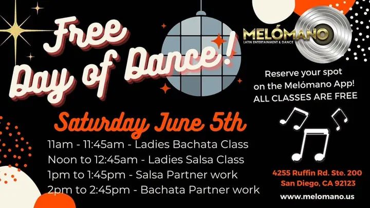 Join us for our FIRST IN PERSON FREE DAY of DANCE on Saturday, June 5th!! 🥳 Come groove with us and have some fun! We got a great line up for you dance lovers! Don't miss it