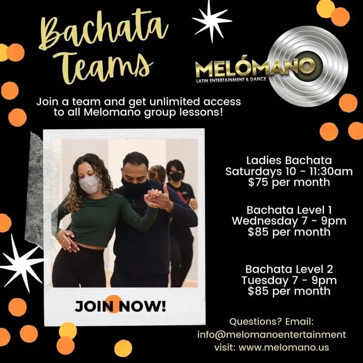 TOP 3 Reasons to join the Melómano Dance Fam! 💃🏽🕺🏼 1️⃣ Join a Melómano Dance Team and get unlimited access to all group leasons! That’s 50 classes a month for only $85 a