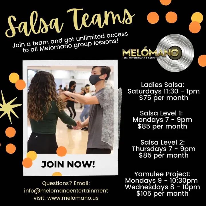 TOP 3 Reasons to join the Melómano Dance Fam! 💃🏽🕺🏼 1️⃣ Join a Melómano Dance Team and get unlimited access to all group leasons! That’s 50 classes a month for only $85 a