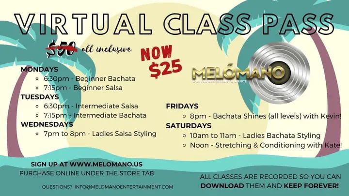 🚨 Only $25 for the following online classes: ✅ 2 Bachata Shines classes with Kevin Qin! ✅ 3 Ladies Bachata styling classes! ✅ 2 Ladies Salsa styling classes! ✅ 3 Stretch