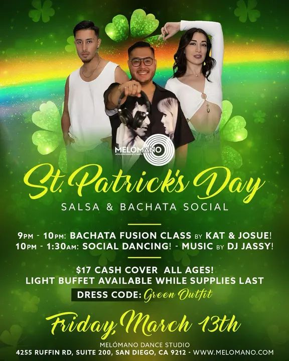 ☘✨ St. Patrick’s Day Salsa & Bachata Social ✨☘ Join us on Friday, March 13th for a night full of rhythm, energy, and a little Irish luck!💃🕺🏻 We’re turning up the heat wi