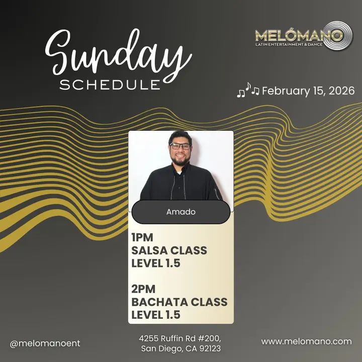 Happy Sunday, dancers! ❤️ ✨Ready to move? Join us for beginner-friendly group classes and level up your skills tonight! 💃🕺✨ 🕕 1pm 🔸 Salsa On2 – Level 1.5 🕖 2pm 🔸 Ba