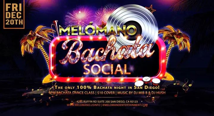 This FRIDAY!!!! Join us for the December Melómano Bachata Social!!! The LAST ONE OF THE YEAR!!! 🎉 and for the first time ever we will have it in the BIG Ballroom!!! The best
