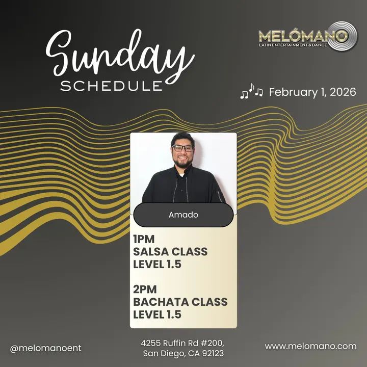 Happy Sunday, dancers! ❤️ ✨Ready to move? Join us for beginner-friendly group classes and level up your skills tonight! 💃🕺✨ 🕕 1pm 🔸 Salsa On2 – Level 1.5 🕖 2pm 🔸 Ba