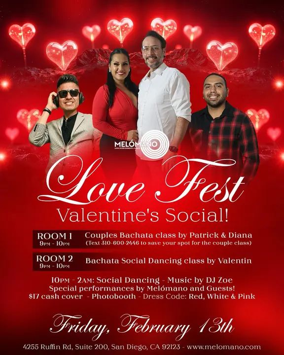 ❤️LOVE IS IN THE AIR!! ❤️ Melómano means music lover and this month we’re celebrating our love for dance! Spend the night doing something you love to do… DANCE! 💃 Love to Da