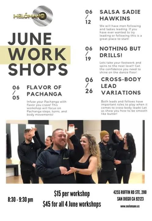 This Wednesday we kick off the first of our June Special Workshops at Melómano! 🎉💃🏽Every Wednesday from 8:30pm to 9:30pm we're offering some awesome and unique workshops. P