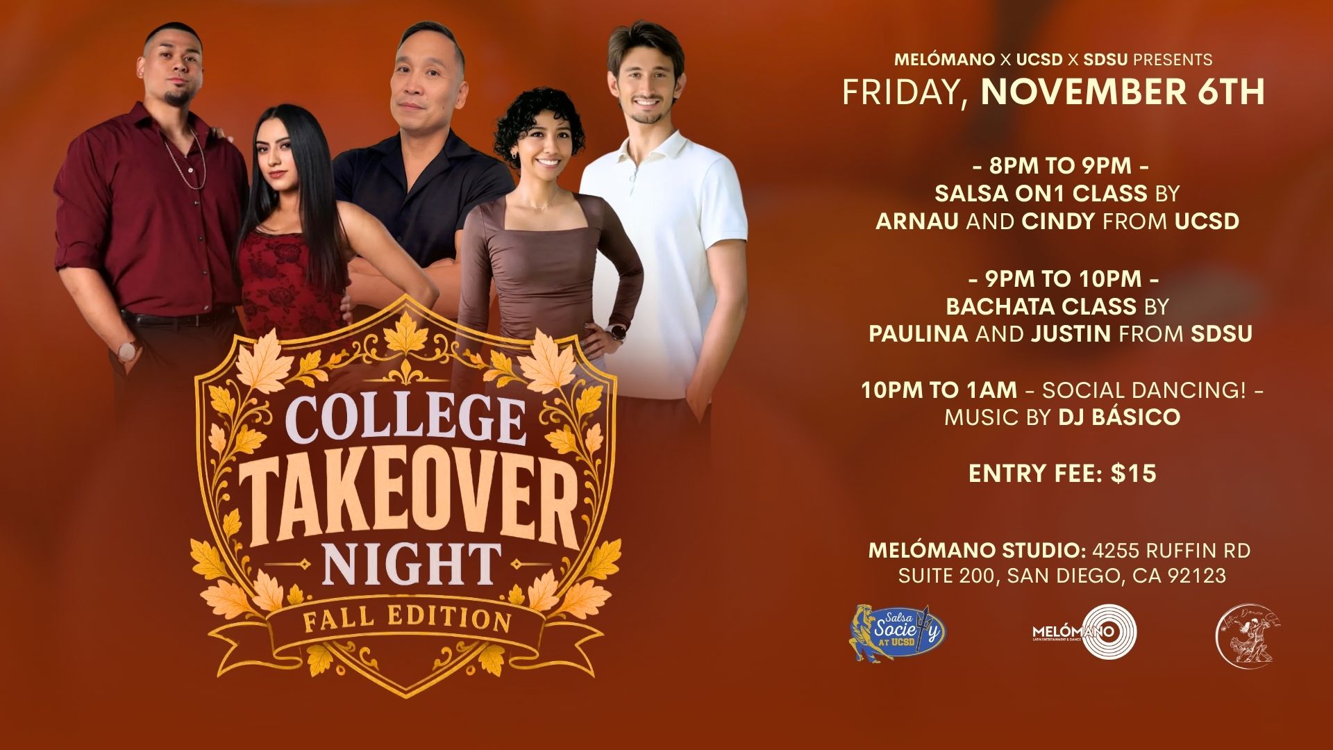 PAY AT THE DOOR | The College Takeover Night: Fall Edition! 11/6 event