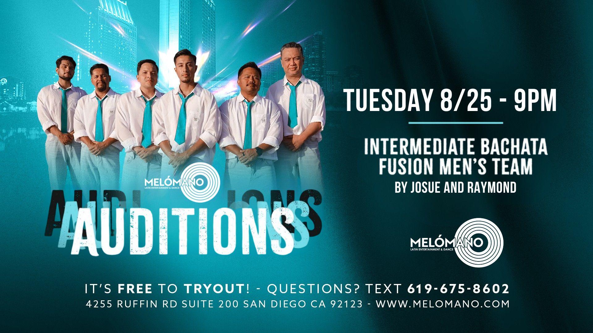 FREE Melómano Intermediate Bachata Fusion Men’s Team Tryout! 8/25 event