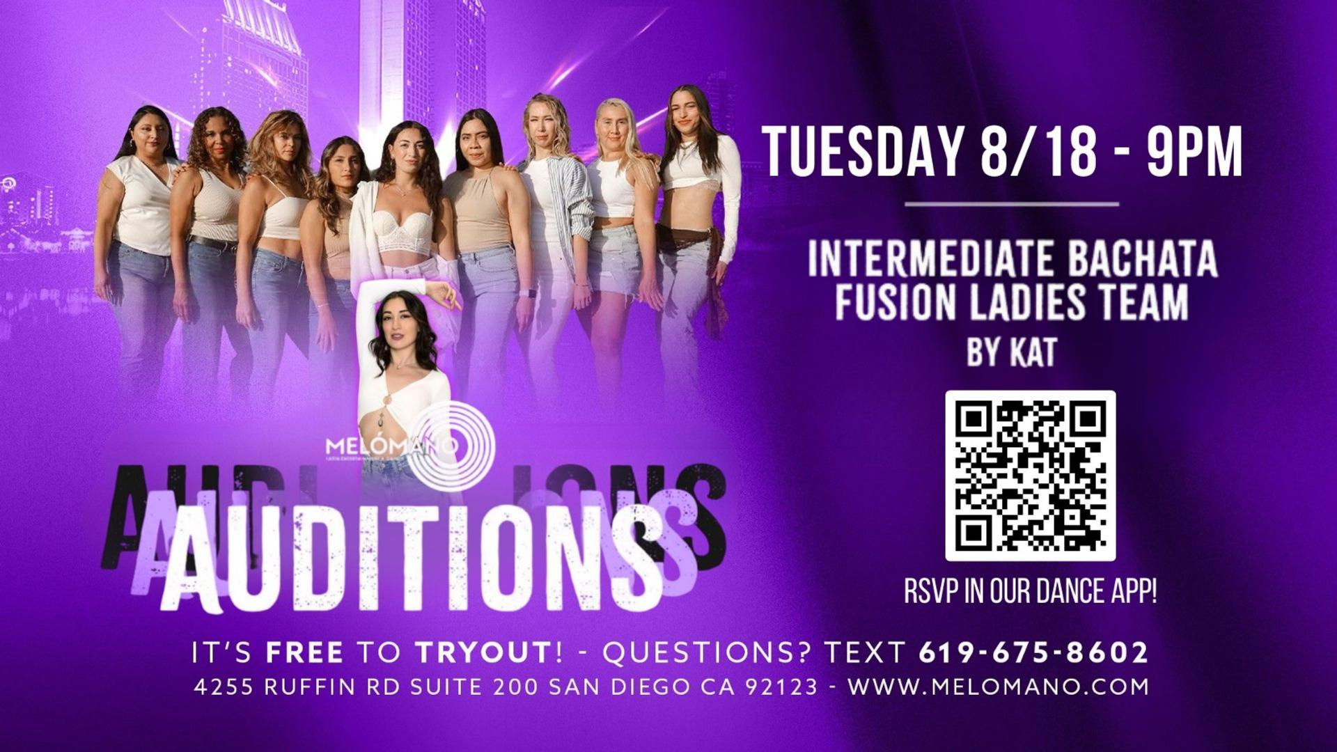 FREE Melómano Intermediate Bachata Fusion Ladies Team Tryout! 8/18 event