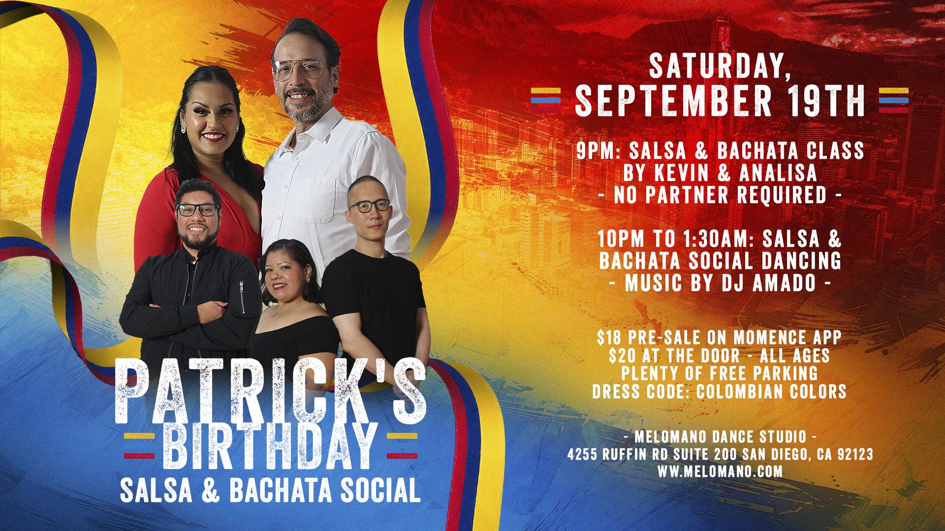 Patrick's Birthday Salsa & Bachata Social! 9/19 event