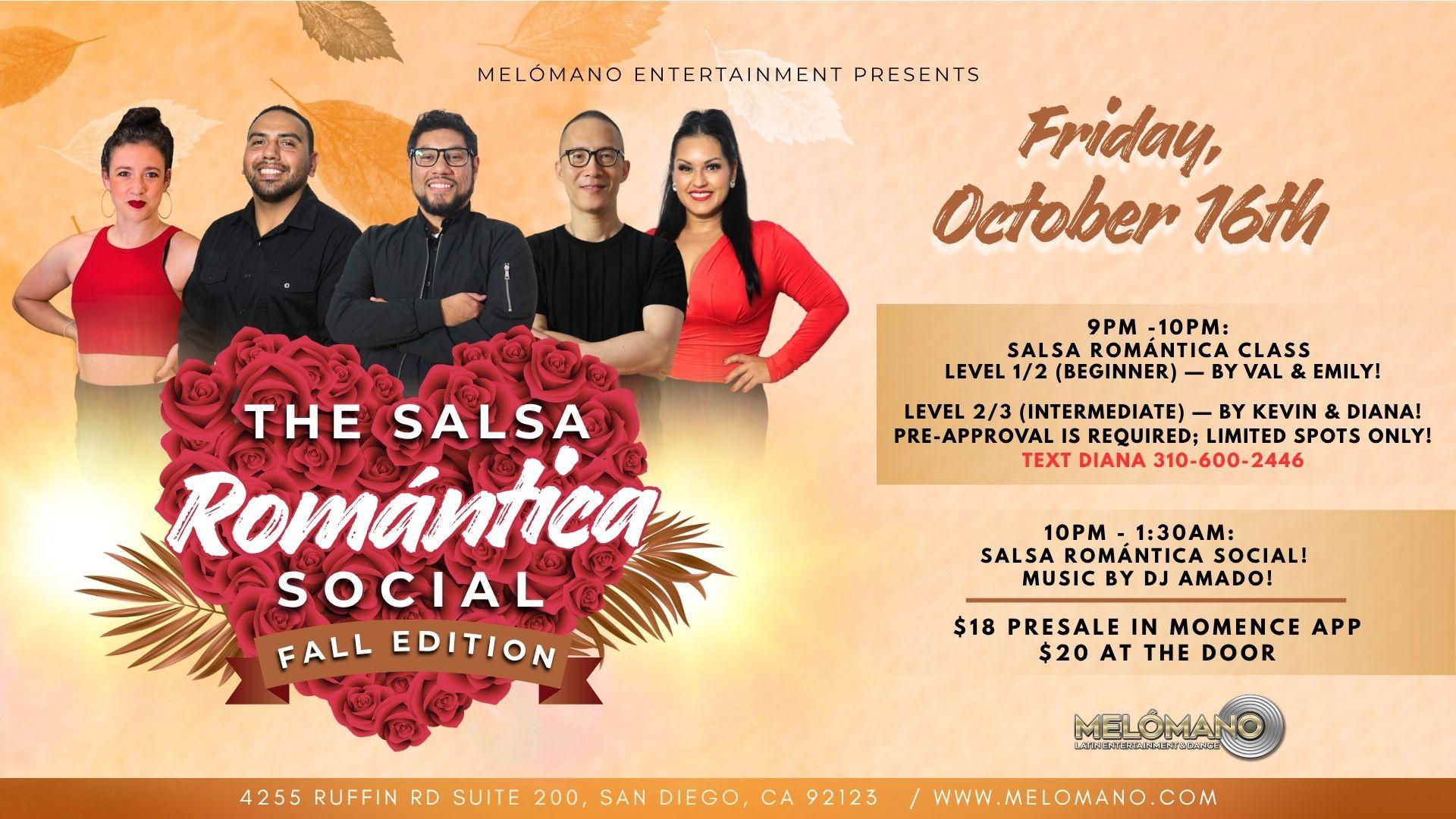 Salsa Romántica Social: Fall Edition! 10/16 event